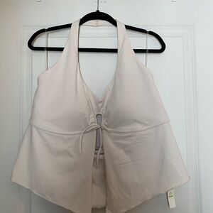 Aerie Cream Halter Top with Tie Front